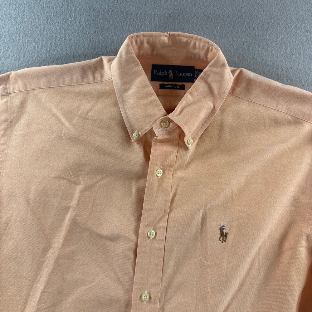 Ralph Lauren Yarmouth Shirt Mens 15.5 Peach Button Down Oxford Long Sleeve Flesh